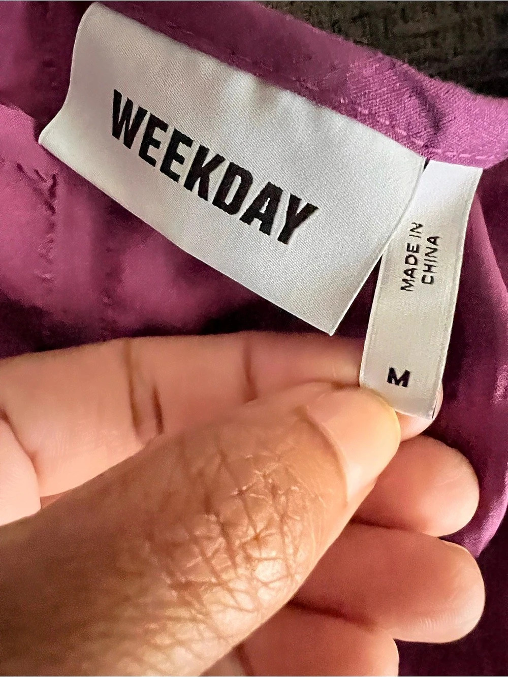 Weekday Purple Mini Dress Ruched M - Picture 7 of 8